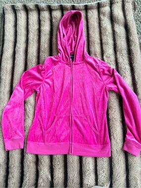 Beta House Hot Pink Velour Full Zip Hoodie Women’s Large